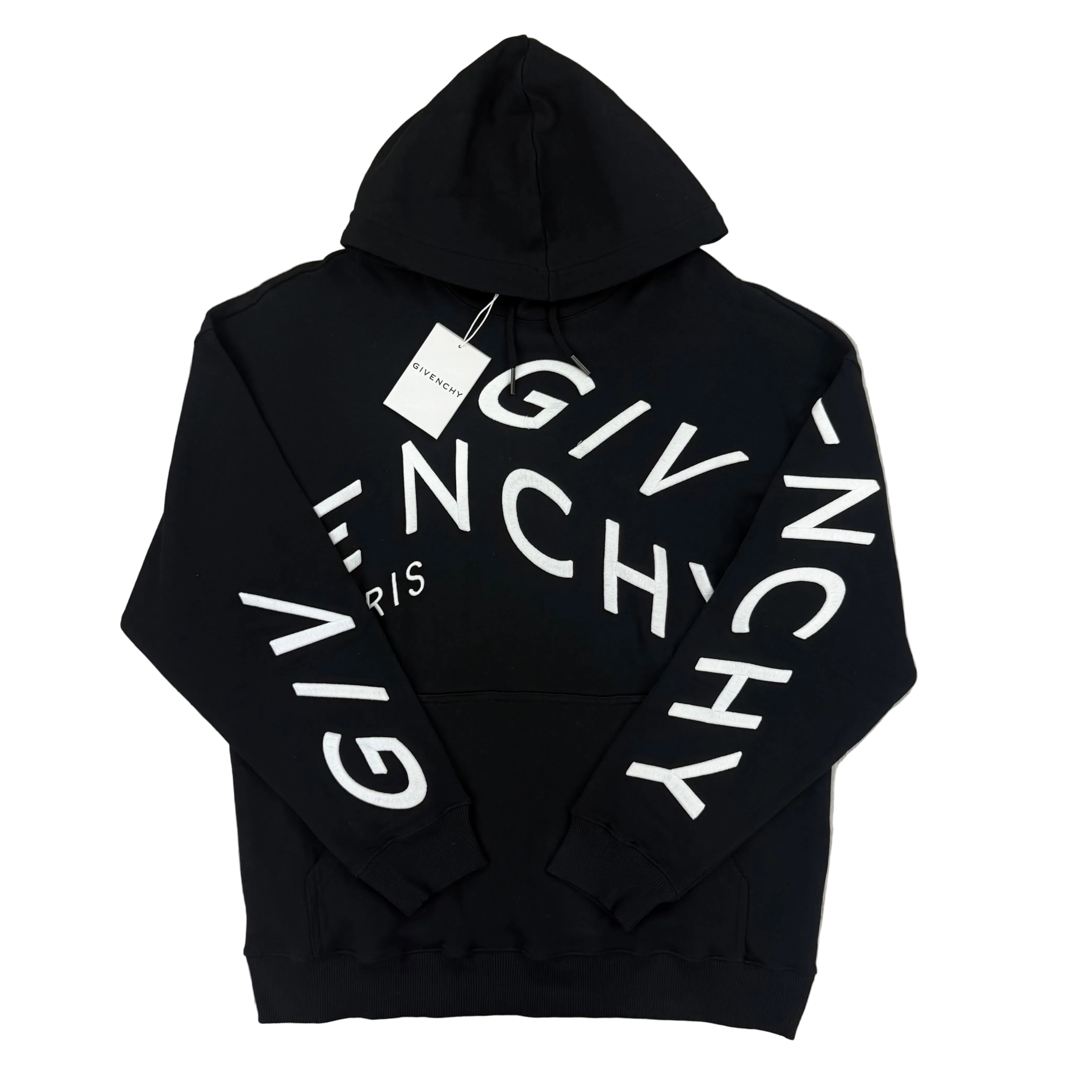 Givenchy Men's Black Pullover Hoodie Embroidered Logo – Trickey.store