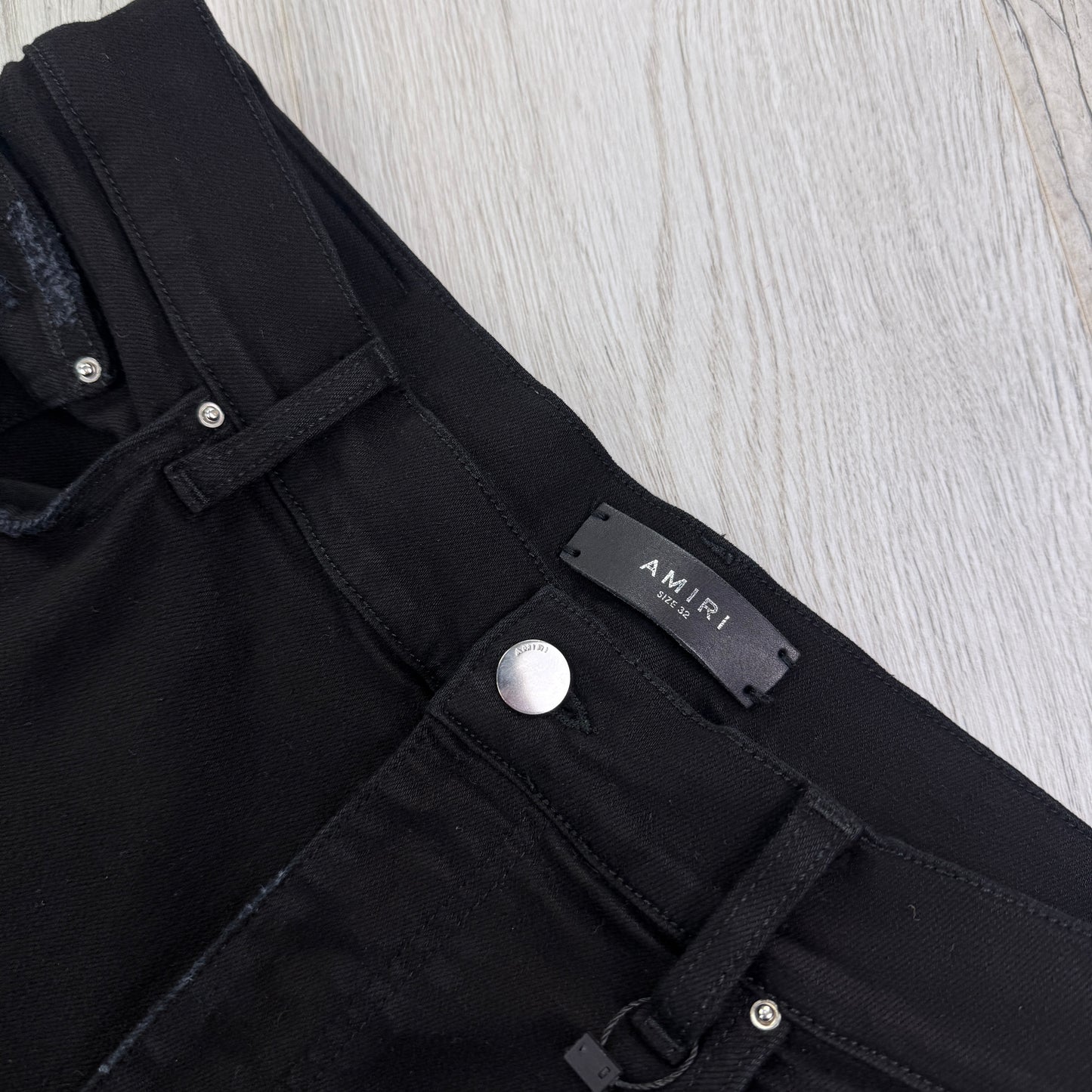 Amiri MX1 Black Distressed Slim Jeans - Uk 31