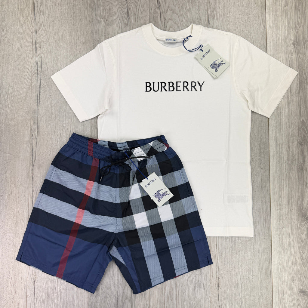 Burberry Men’s White T-shirt & Shorts Set