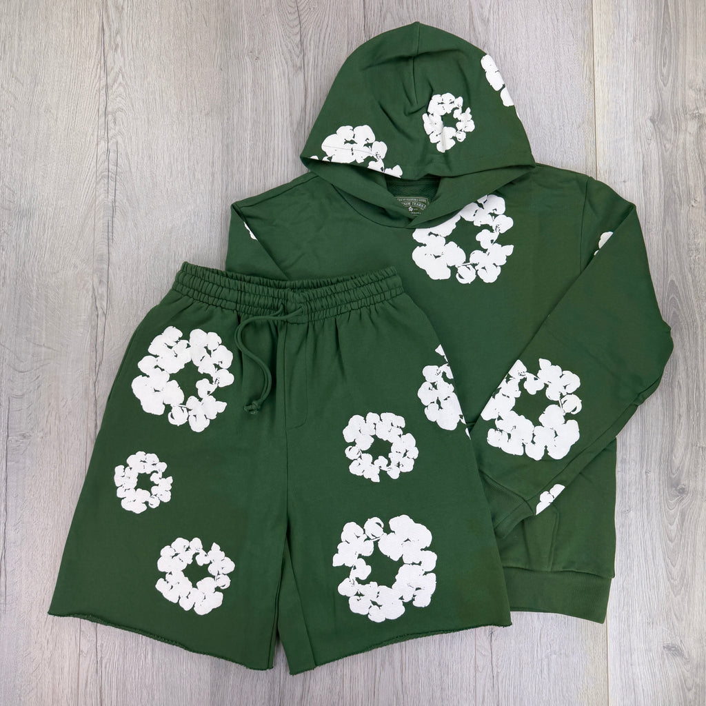 Denim Tears Men’s Green Hoodie & Shorts Set
