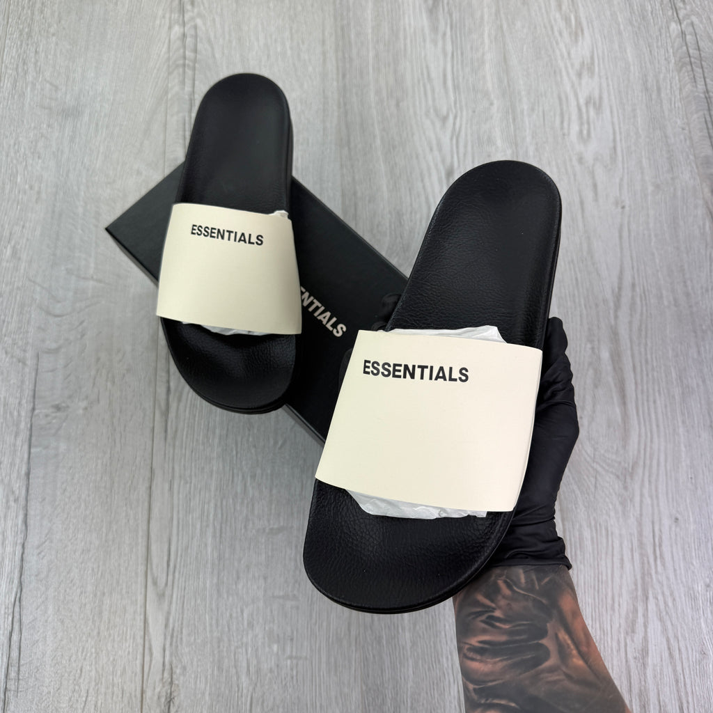 Essentials Men’s Black & Beige Sliders
