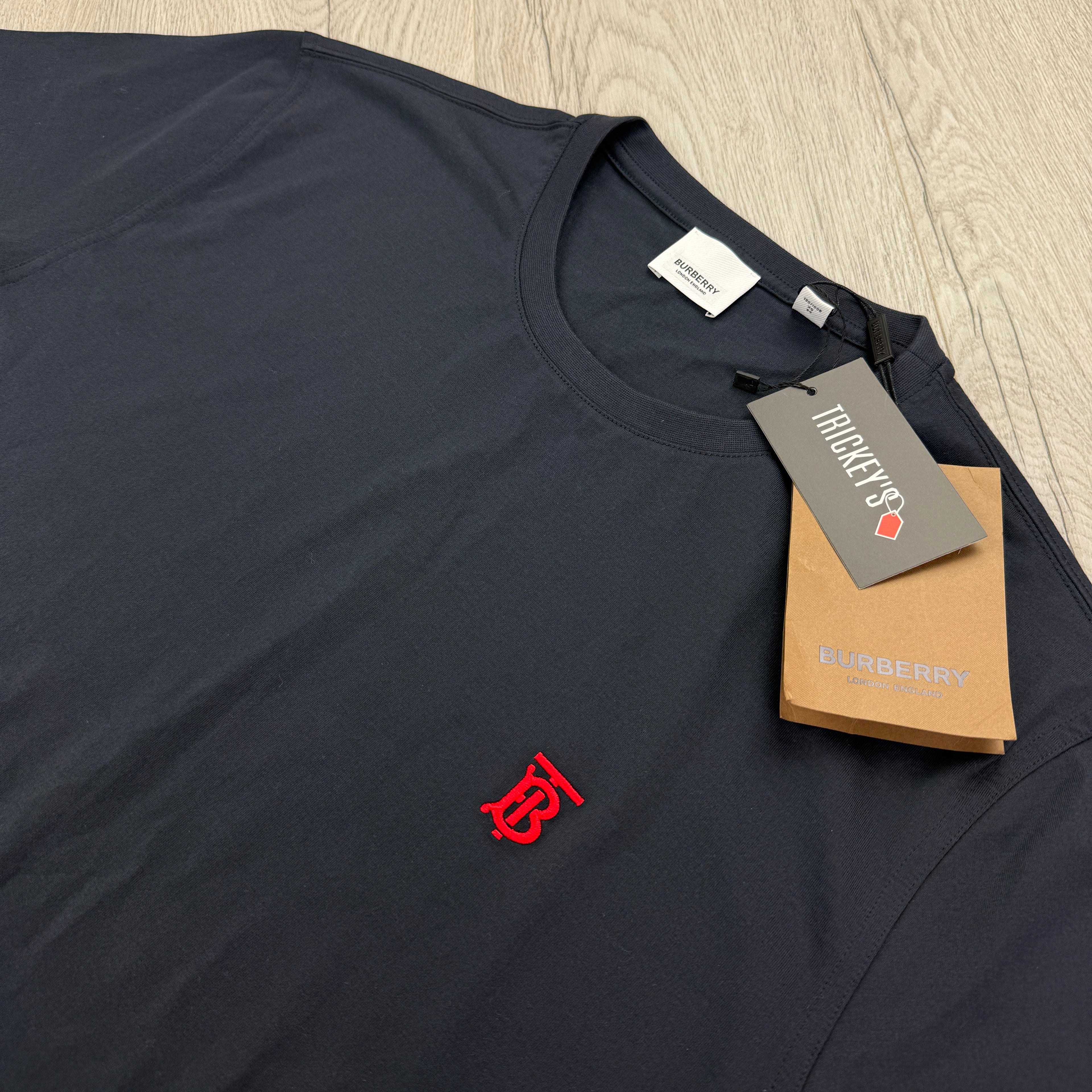 Burberry Men’s Dark Navy T-shirt Red Logo - XL