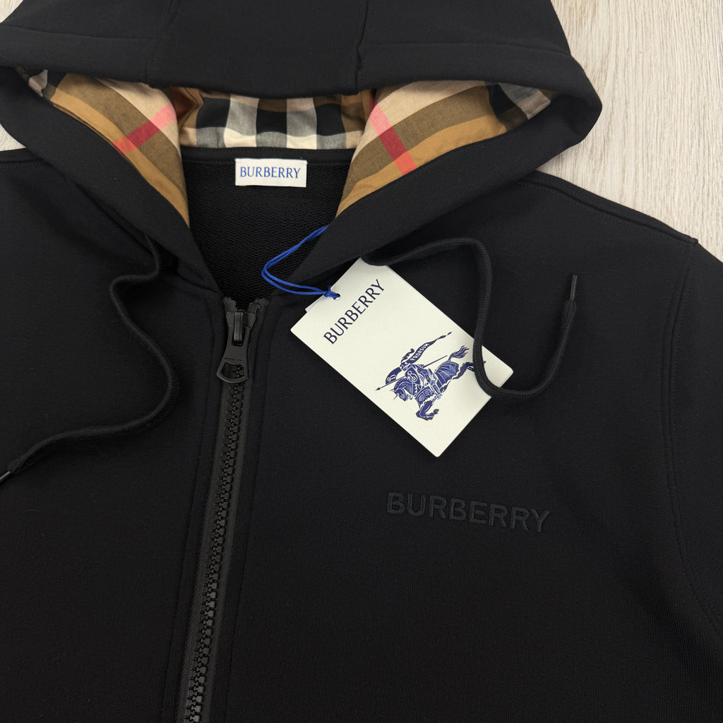 Burberry Men’s Black Zip-up Hoodie - Large