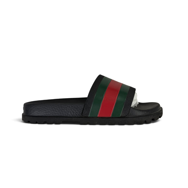 Gucci Men’s Black Web Stripe Sliders - UK 7