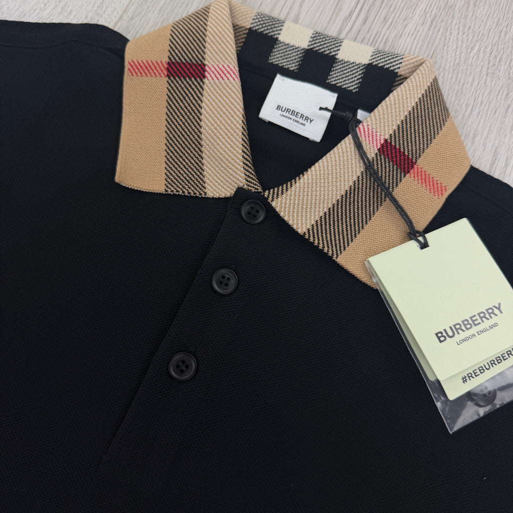 Burberry Men’s Black Polo Printed Collar