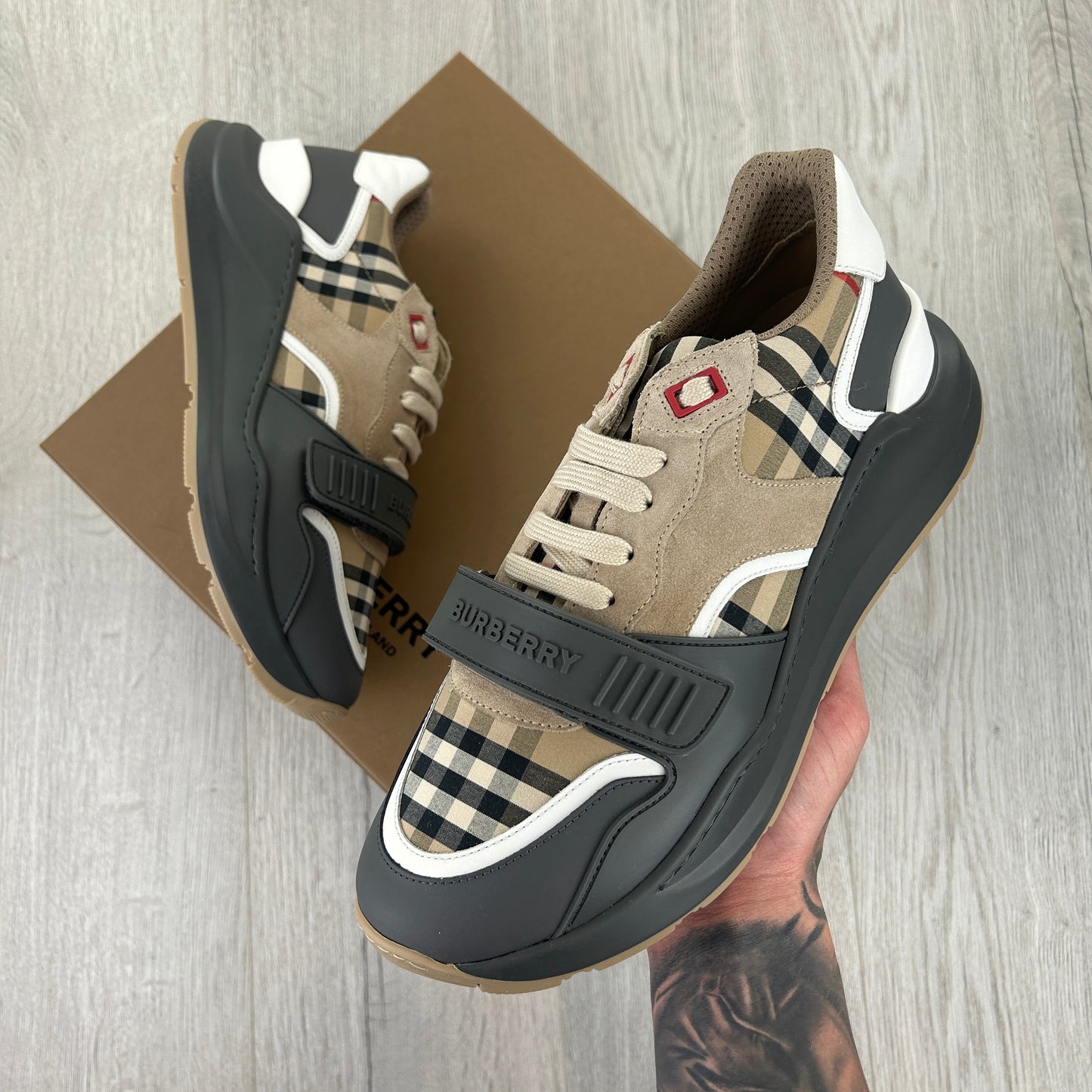 Burberry Men’s Vintage Check, Suede Leather Trainers