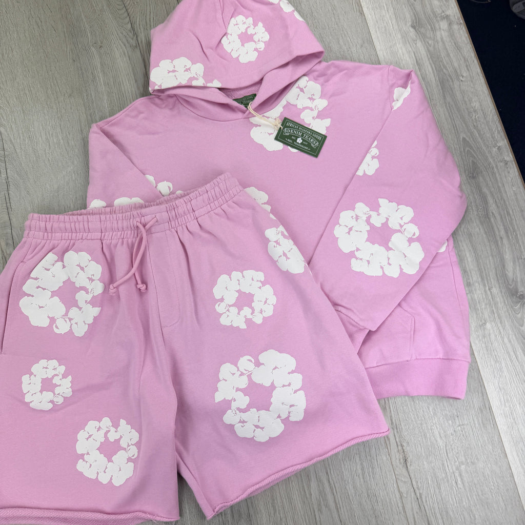 Denim Tears Men’s Pink Hoodie & Shorts Set