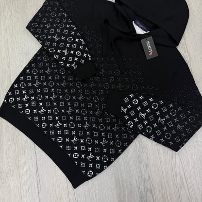 Louis Vuitton Men’s Black Monogram Gradient Pullover Hoodie - Large
