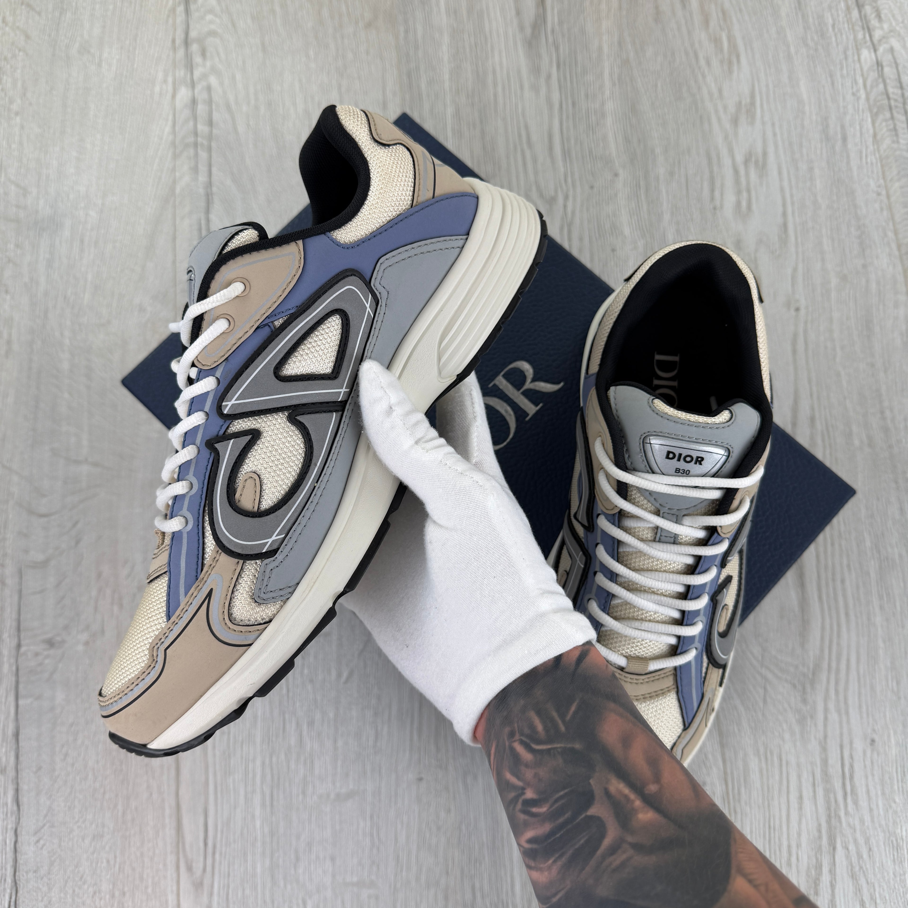 Dior B30 Men’s Beige & Blue Trainers - 44 (Uk 10)