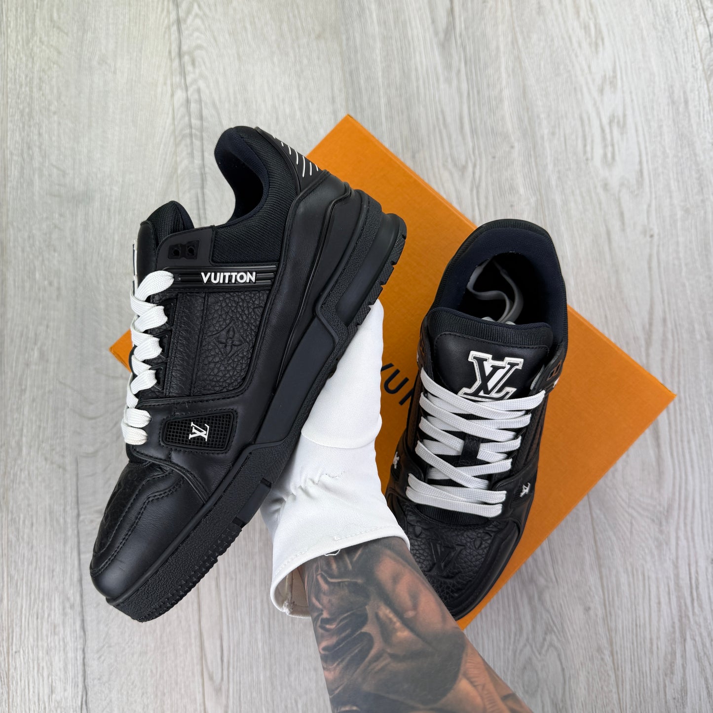 Louis Vuitton Men’s Black & White Trainers - Uk 7 (Fit 8)