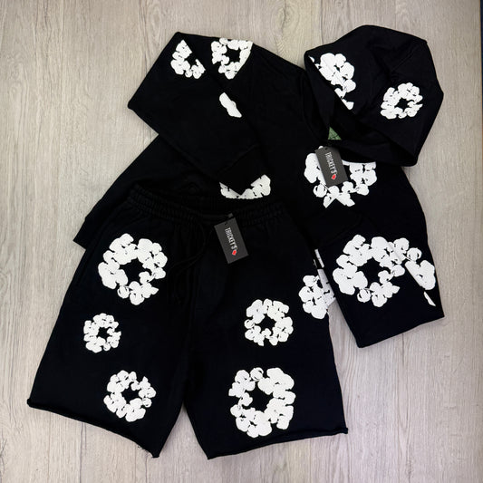 Denim Tears Men’s Black Shorts & Hoodie Set