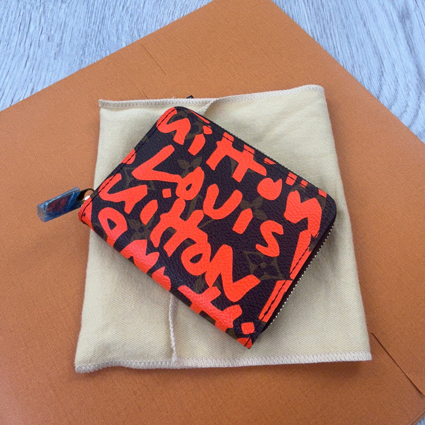 Louis Vuitton x Stephen Spouse Monogram Graffiti Fuchsia Orange Zip-up Purses