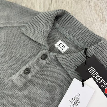 Cp Company Men’s Grey Knitted 1/4 Button Up Sweatshirt