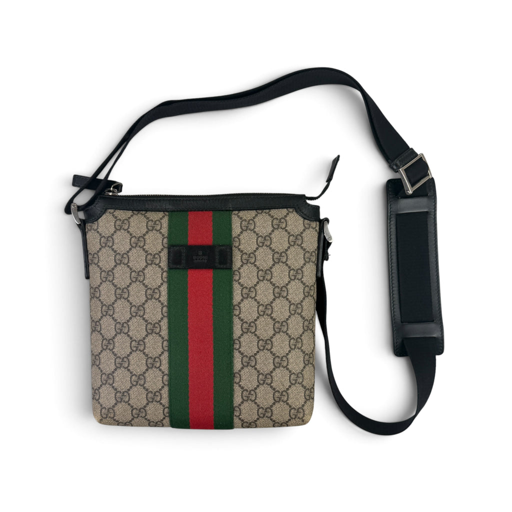 Gucci Men’s Flat GG Supreme Web Beige Messenger Bag