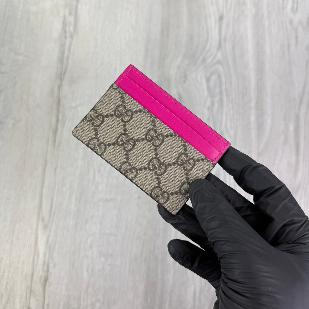 Gucci GG Interlocking Beige Card Holder Pink Edition
