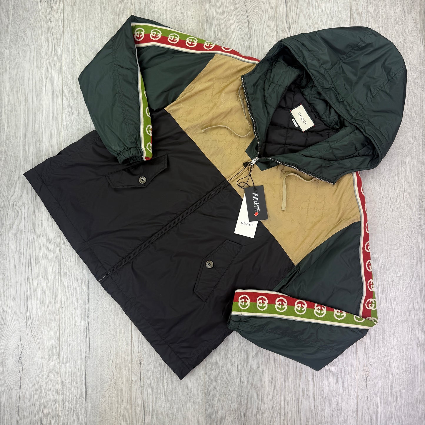 Gucci GG Jacquard Logo & Web Stripe Nylon Jacket - 48 (Fits Large)