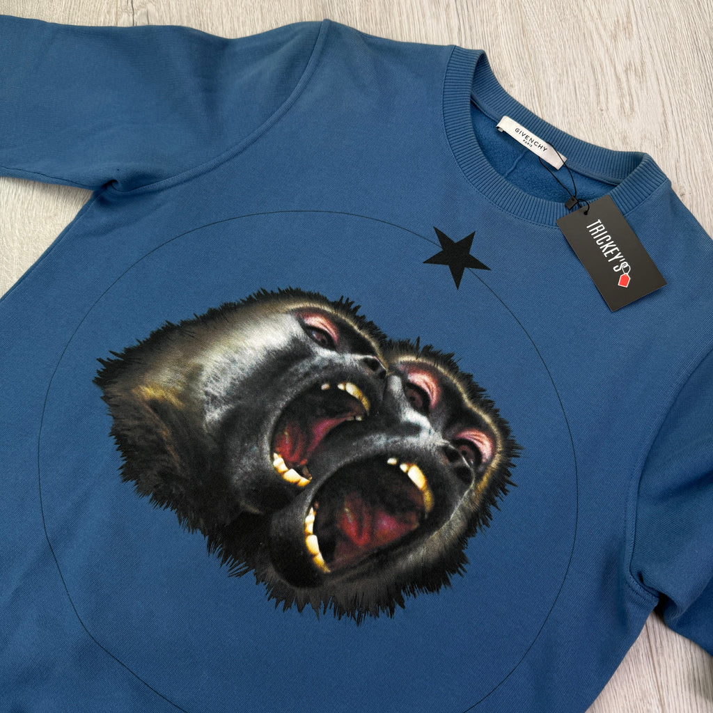 Givenchy Men’s Monkey Brothers Logo Black Crewneck Jumper