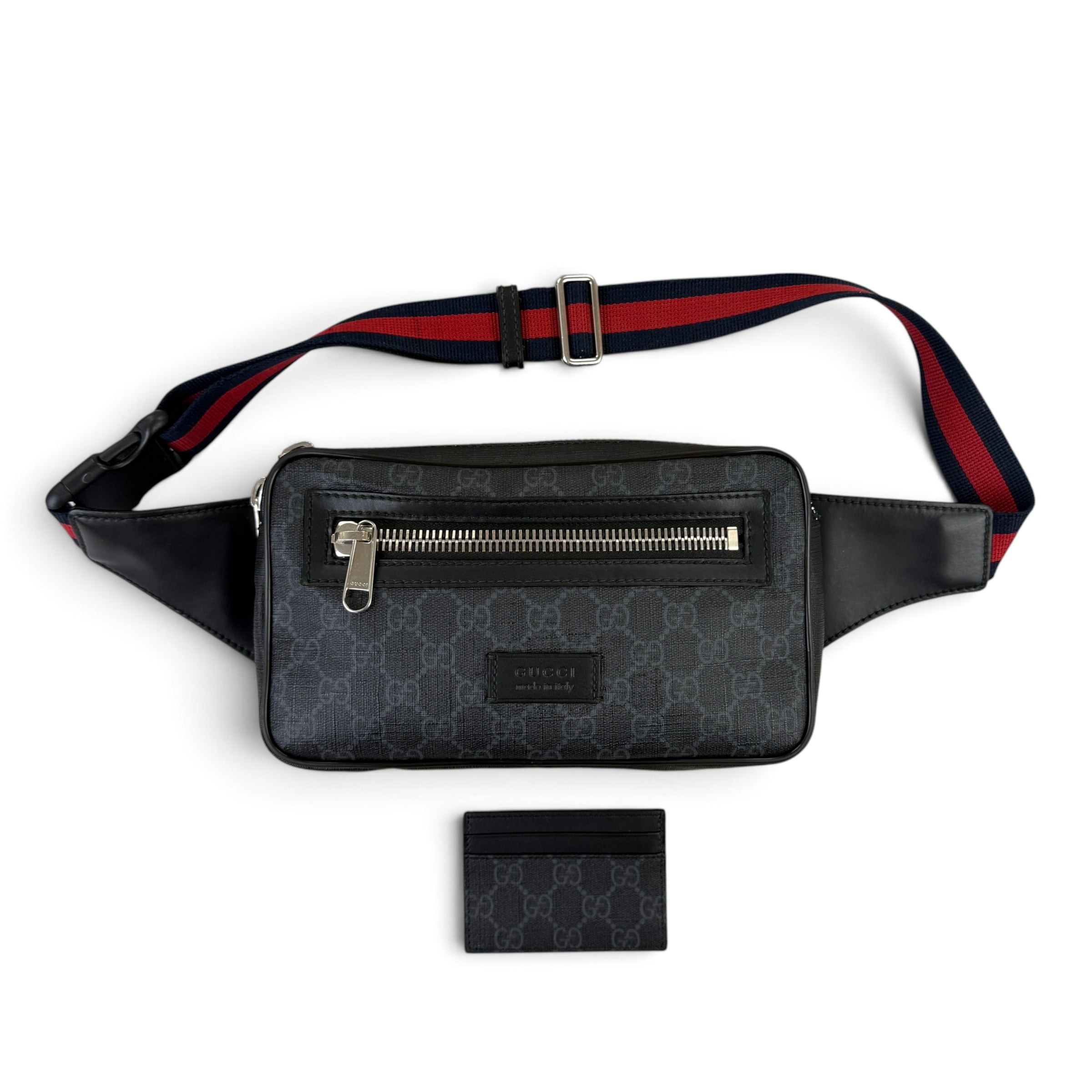 Gucci Men’s GG Black Belt Bag & Card Holder Set