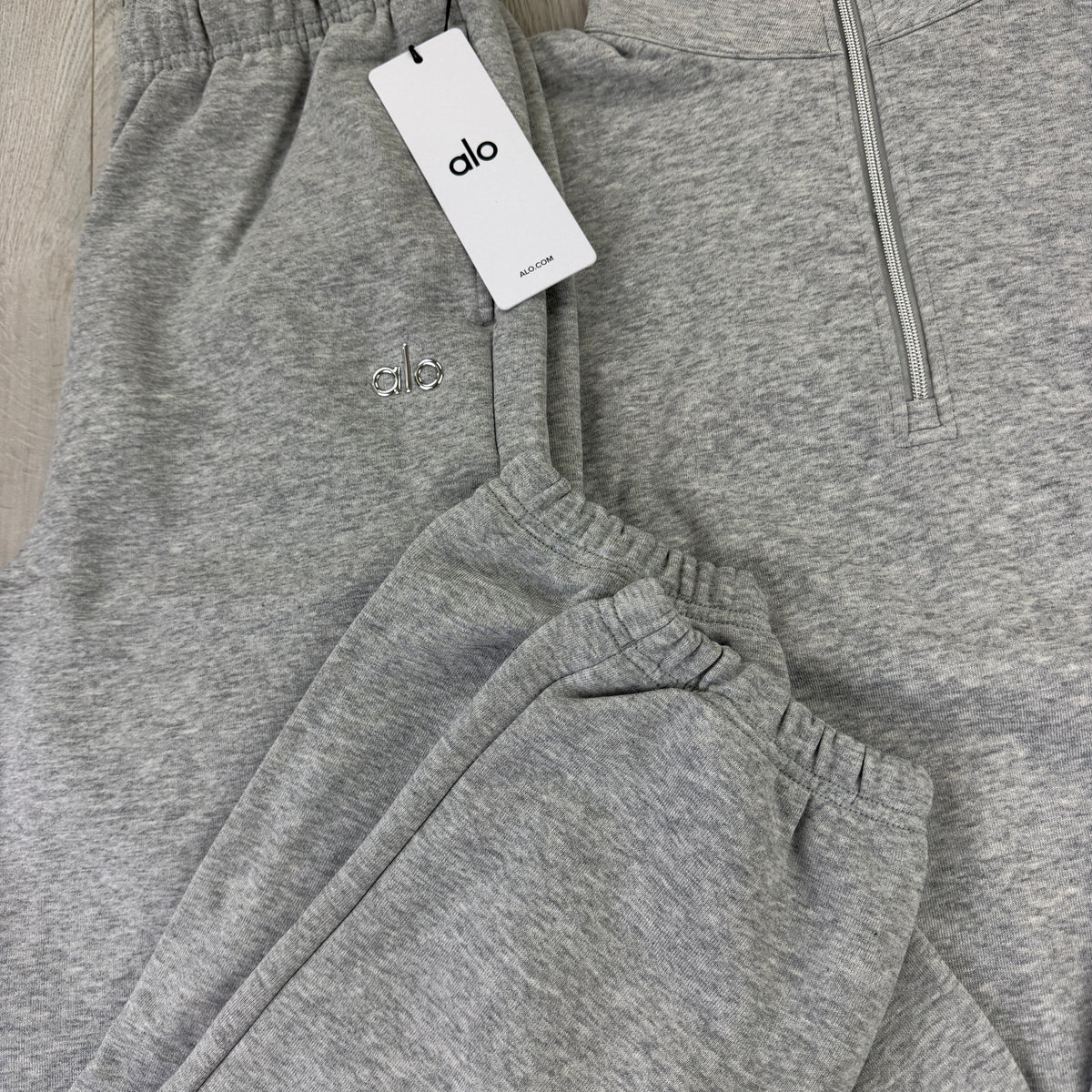 Alo Men’s Grey Full 1/4 Zip & Cuffed Bottoms Tracksuit
