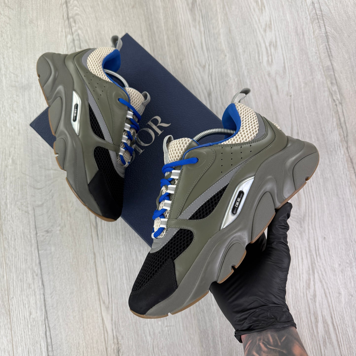 Dior B22 Men’s Khaki & Blue Trainers - 44 (Fit Uk 9/9.5)