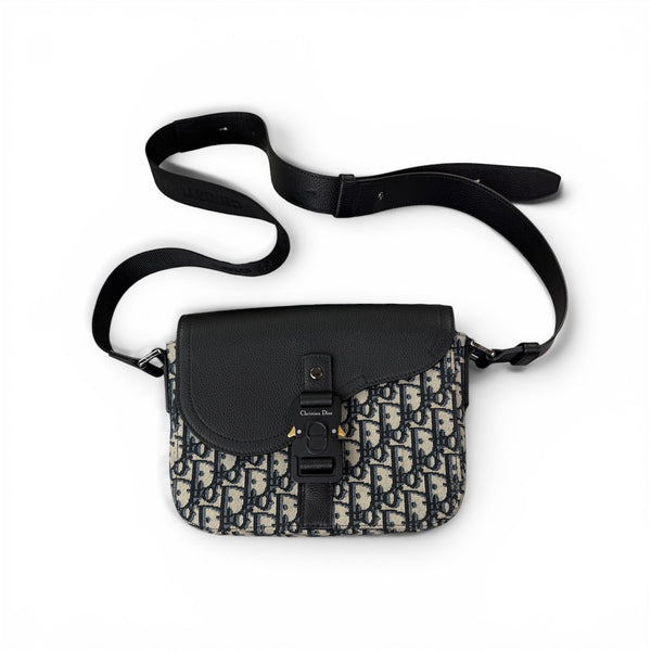 Christian Dior Men’s Beige & Black Oblique Messenger Saddle Bag With Strap