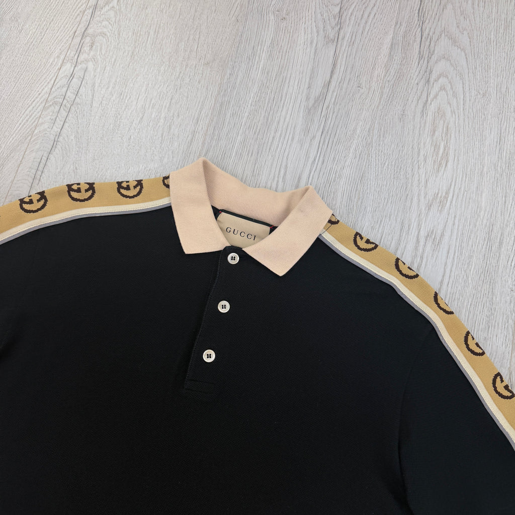 Gucci Men’s Black Polo GG Sleeve - Small