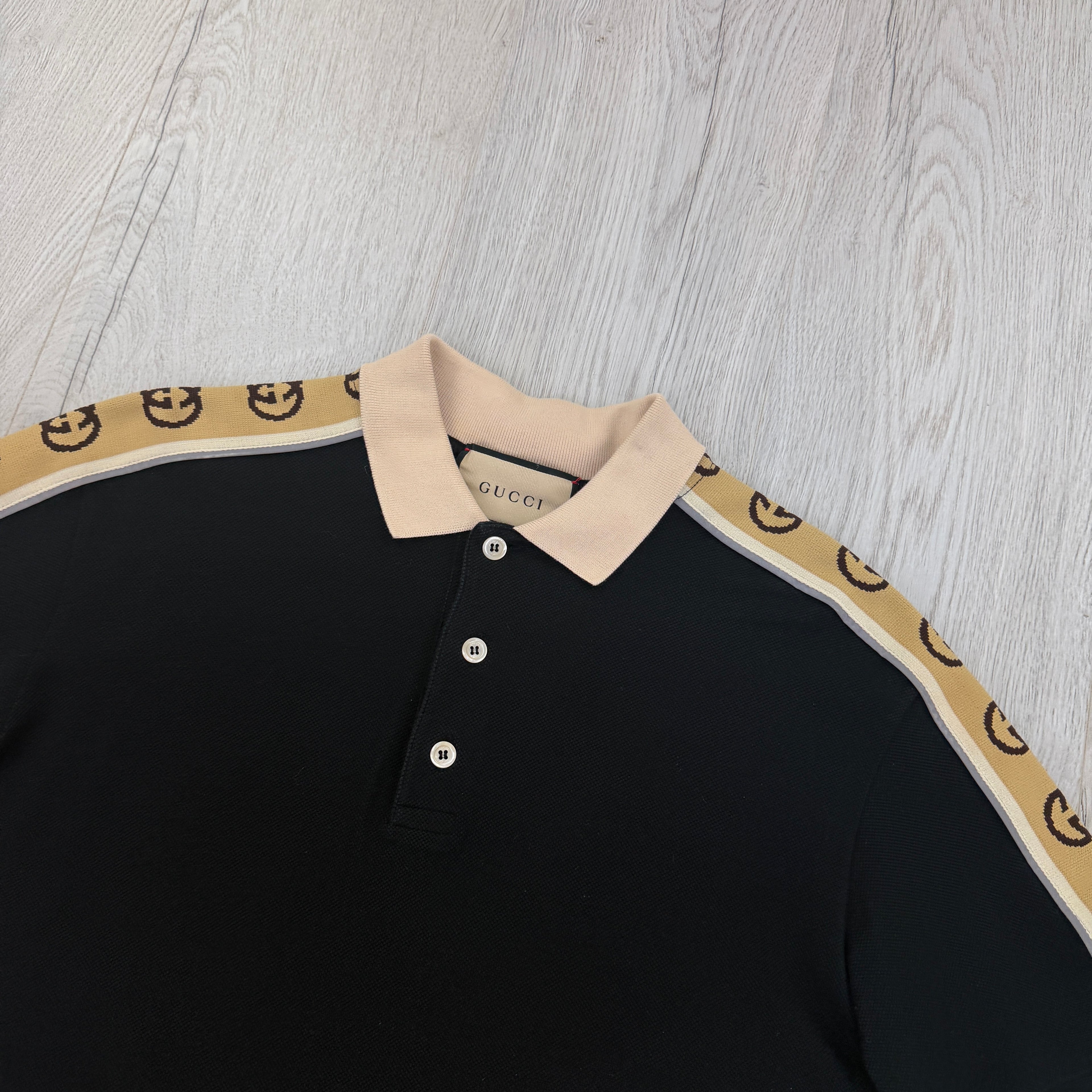 Gucci Men’s Black Polo GG Sleeve - Small