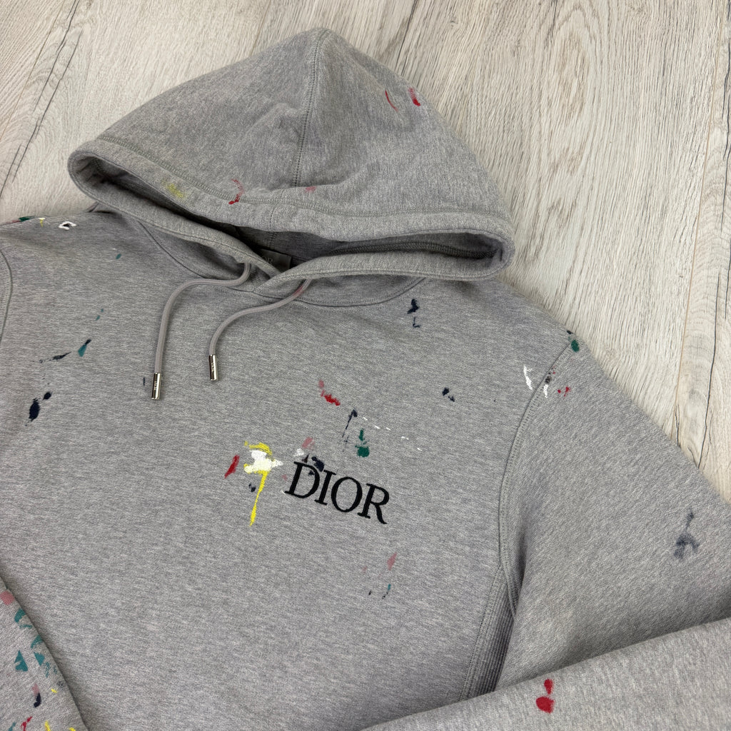 Dior Men’s Grey Paint Splattered Hoodie  - Small
