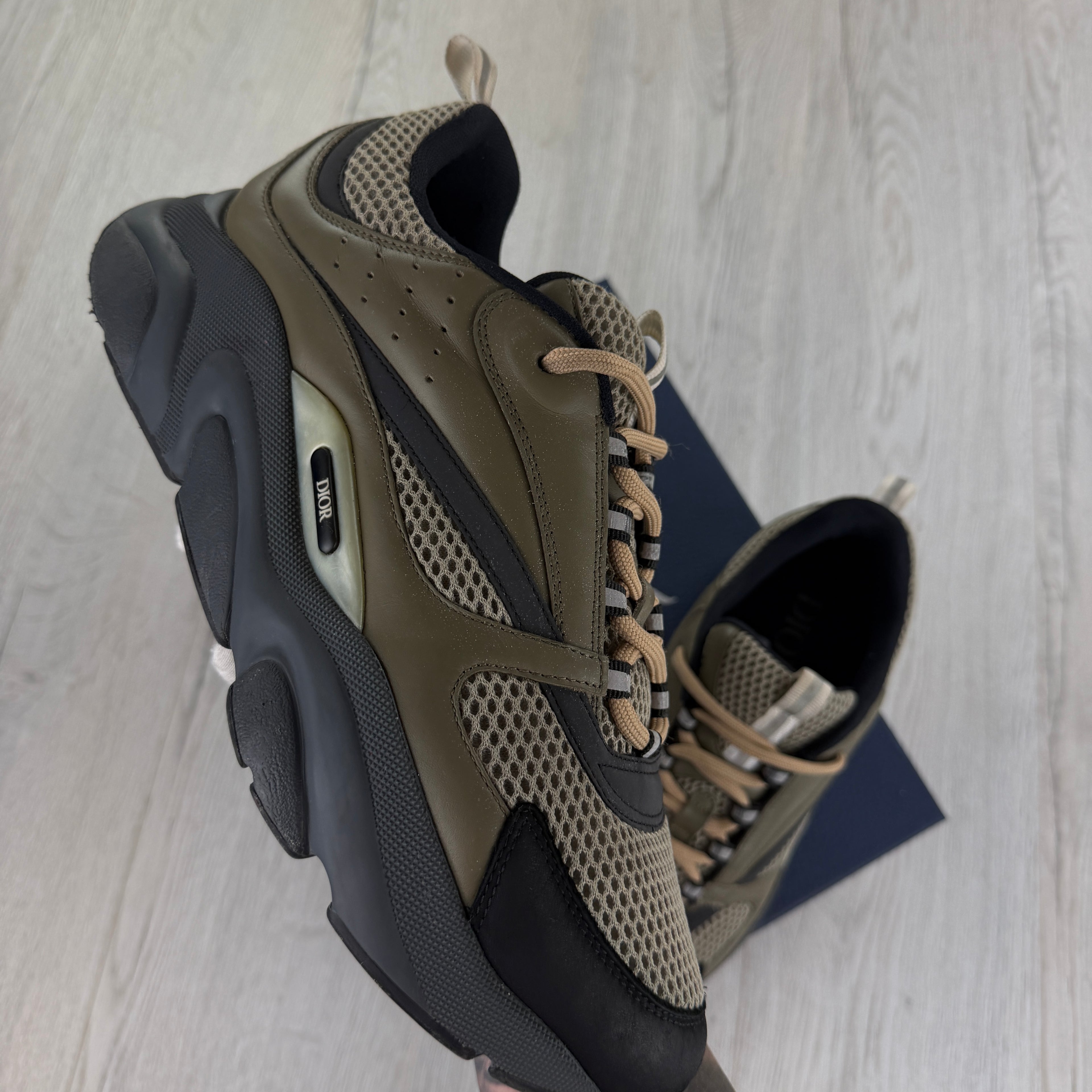 Dior B22 Men’s Khaki Grey Runners - 44 (Fit 9/9.5)