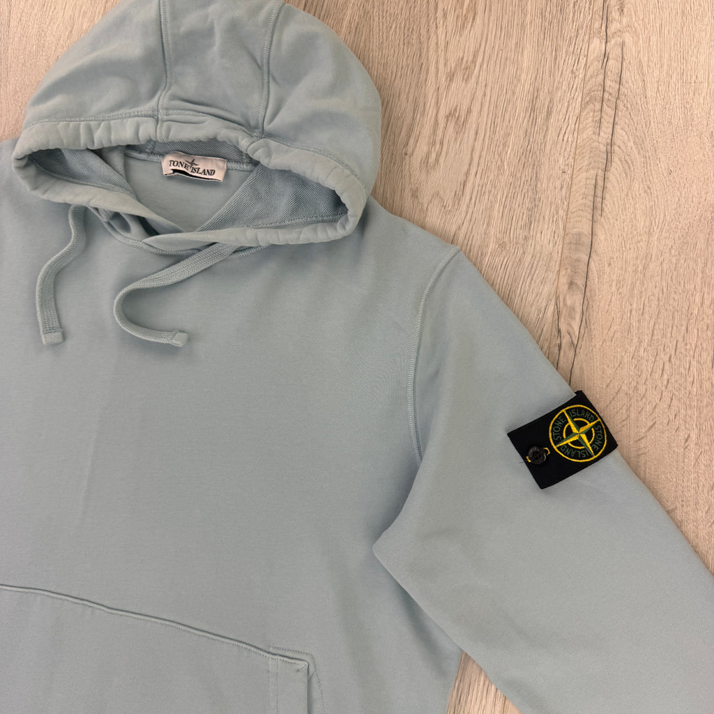 Stone Island Men’s Baby Blue Pullover Hoodie - Large