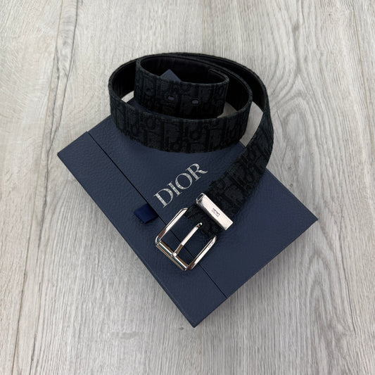 Dior Black Dior Oblique Jacquard Belt - UK 28-34
