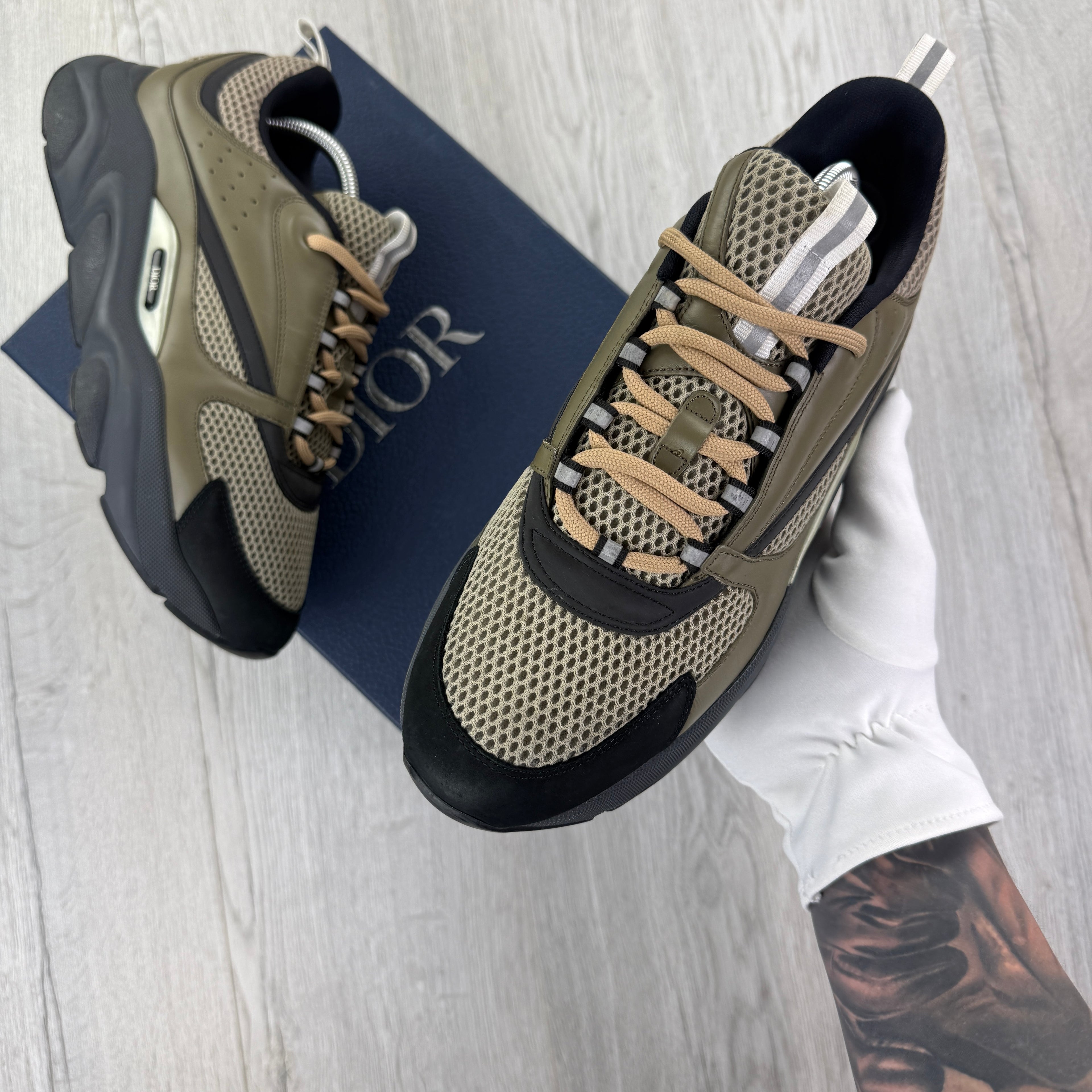 Dior B22 Men’s Khaki Grey Runners - 44 (Fit Uk 9.5)