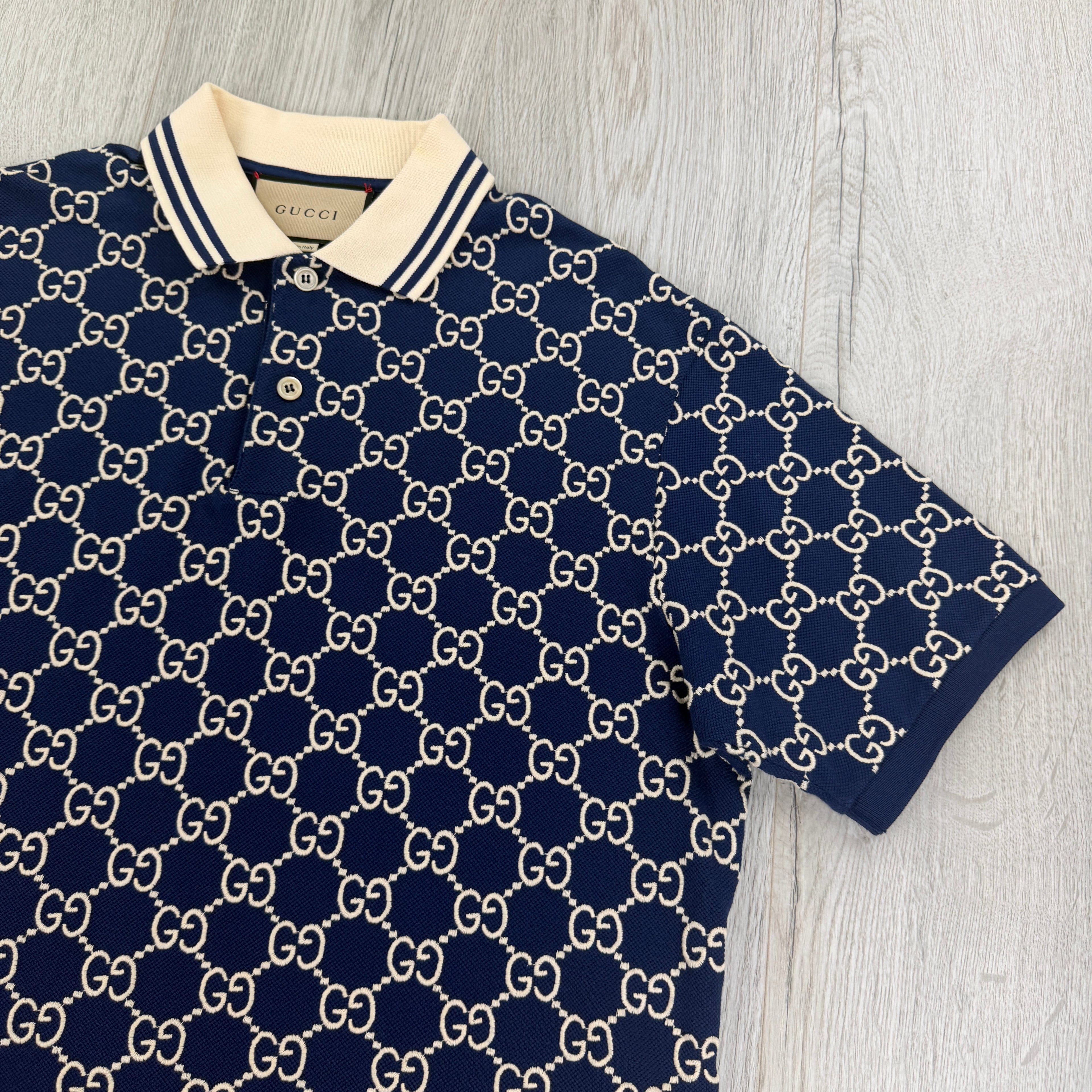 Gucci Men’s Navy GG Interlocking Polo Shirt