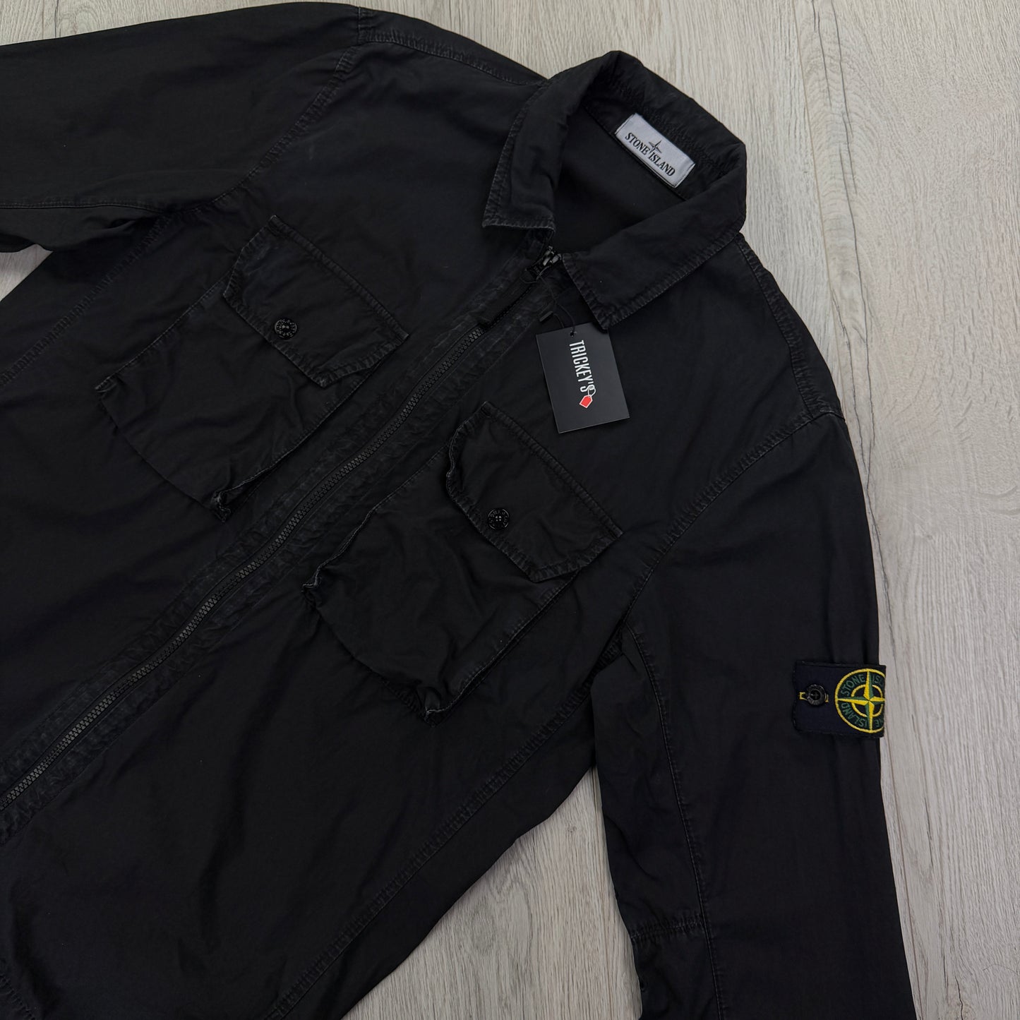 Stone Island Men’s Black Zipped Over-shirt - Large