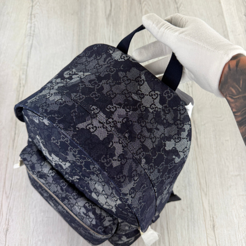 Gucci Men’s Monogram Camo Denim Jumbo GG Backpack