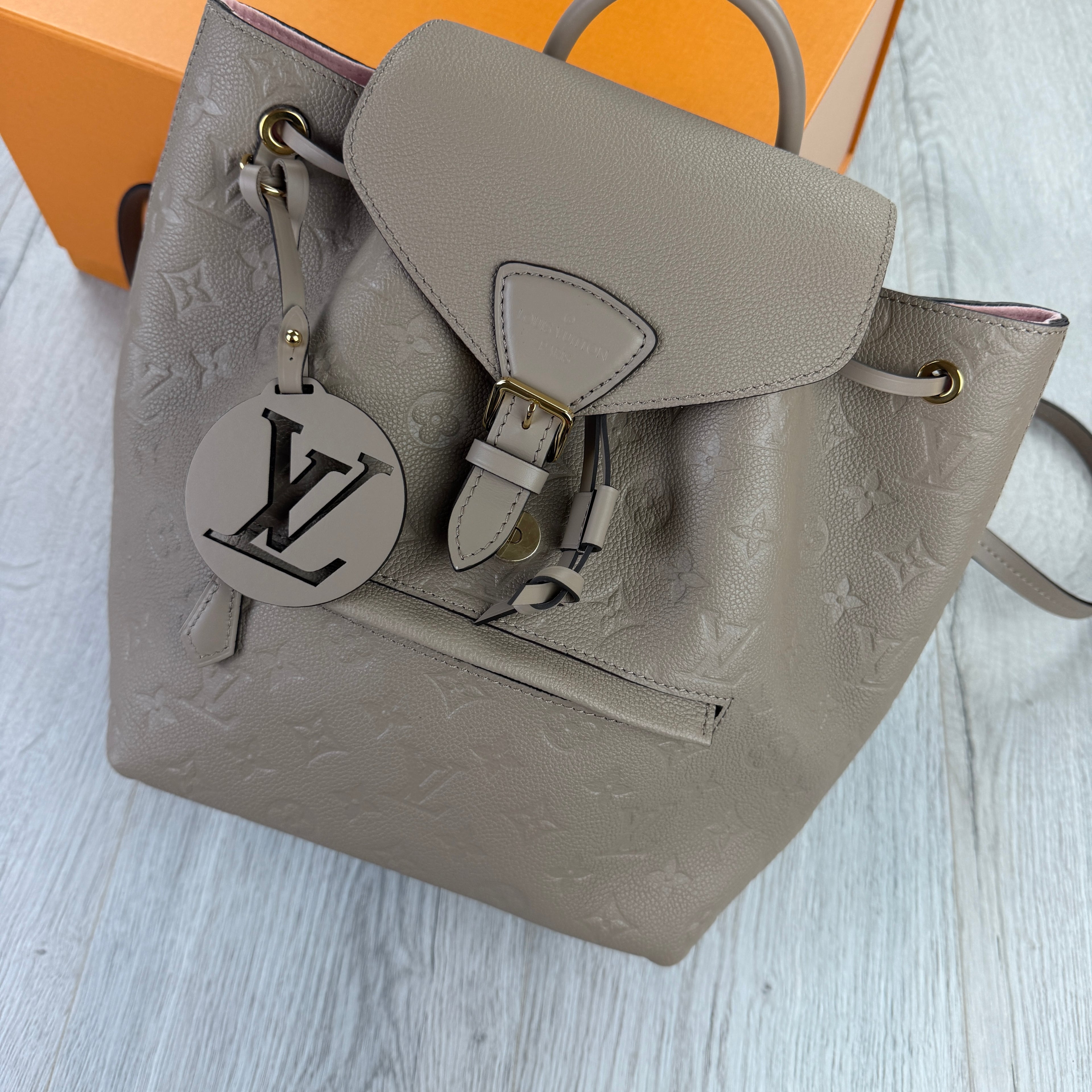 Louis Vuitton Women’s Montsouris MM in Tourtelle, Leather Backpack