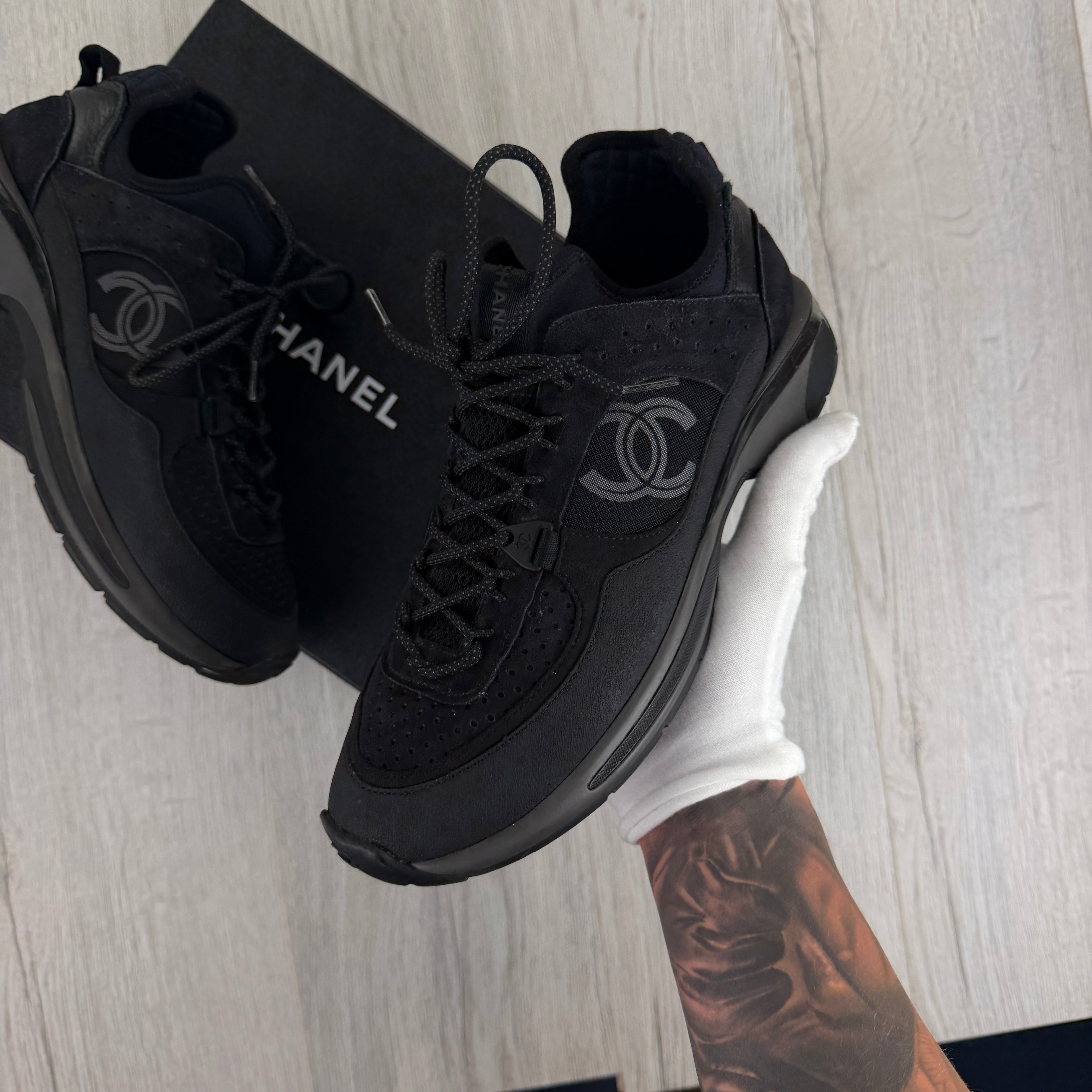 Chanel Men’s  Black CC Runners - Uk 8