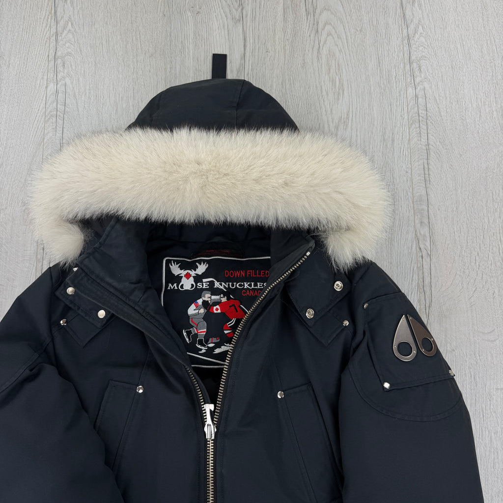 Moose Knuckles Men’s Dark Navy Ballistic Bomber Parker Jacket - Medium