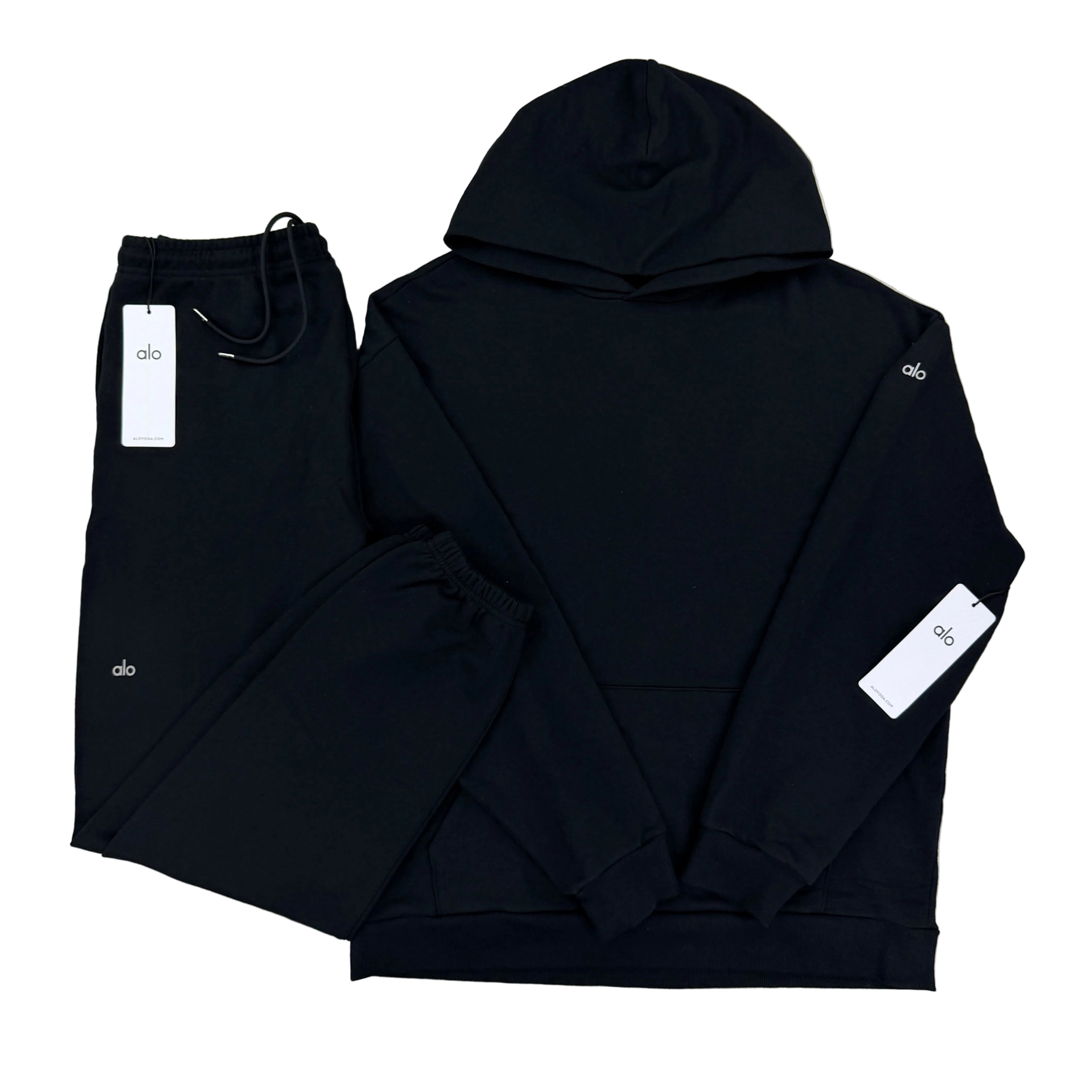 Alo Men’s Black Full Tracksuit Relaxed Fit - Large