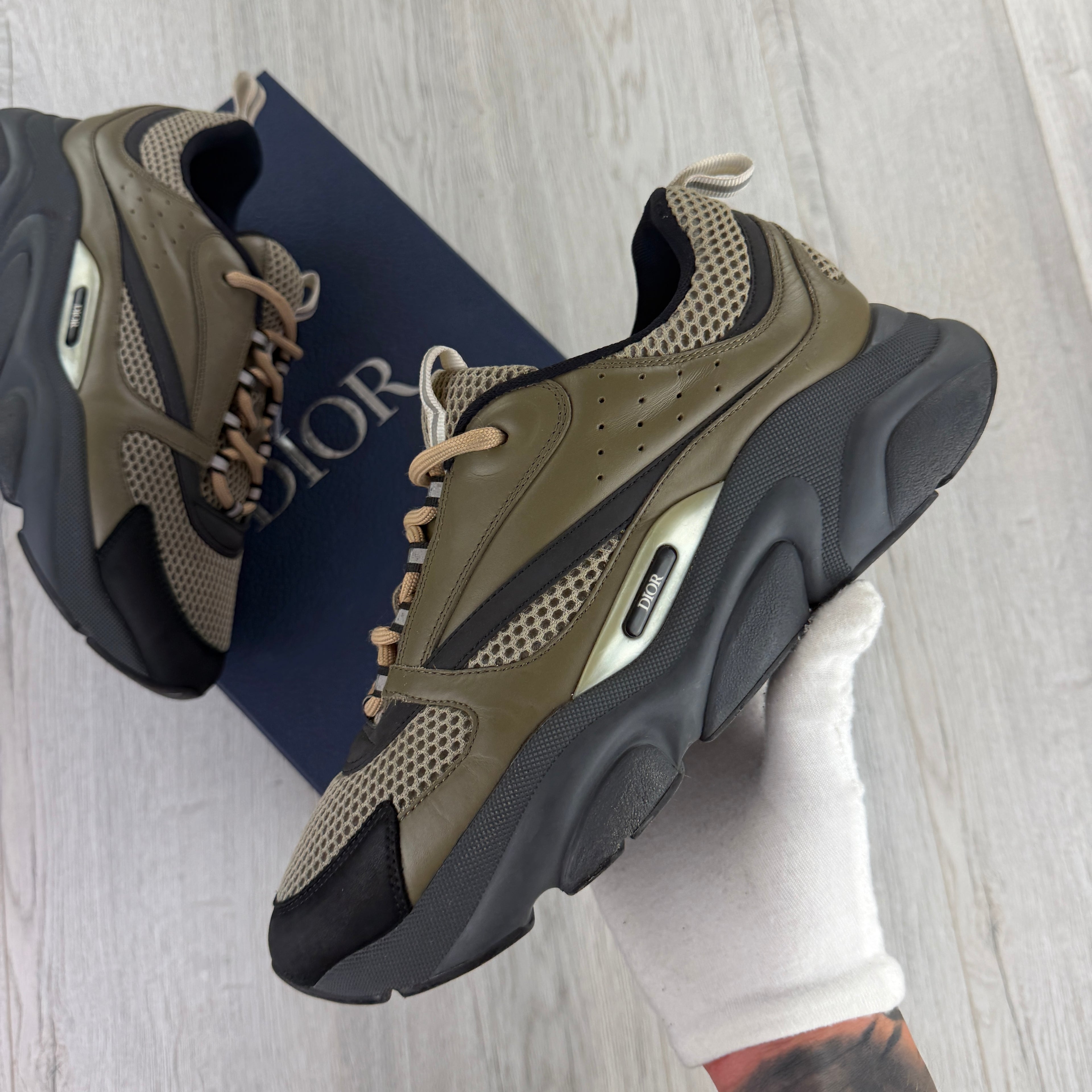 Dior B22 Men’s Khaki Grey Runners - 44 (Fit 9/9.5)