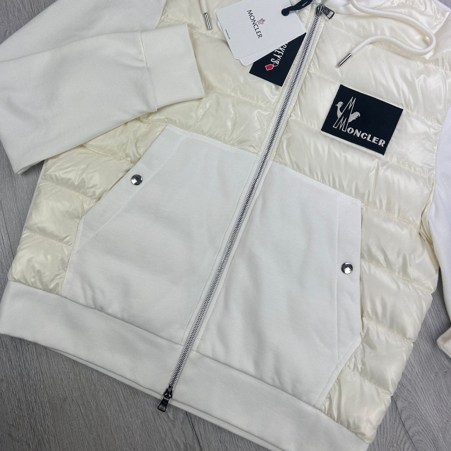 Moncler Men’s Zip-up White  Padded Modella Maglia Cardigan - XXL
