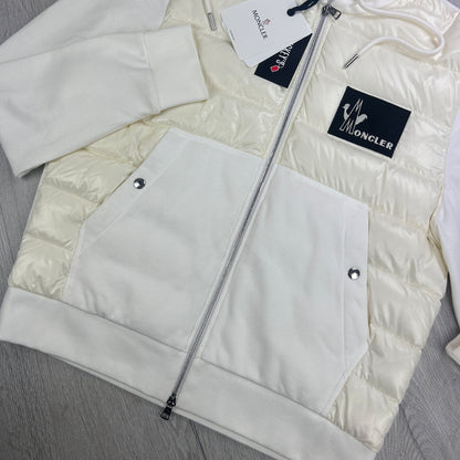 Moncler Men’s Zip-up White  Padded Modella Maglia Cardigan - XXL