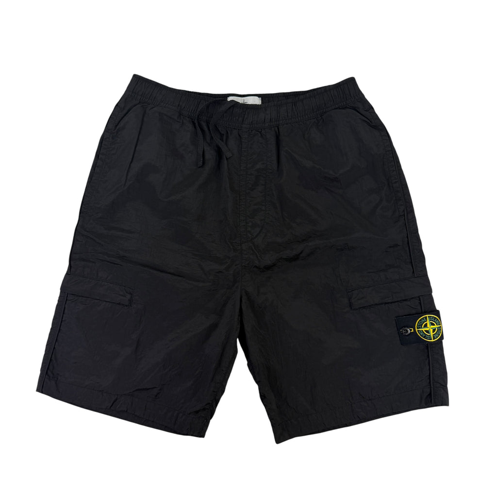 Stone Island Men’s Black Nylon Shorts - Uk 34