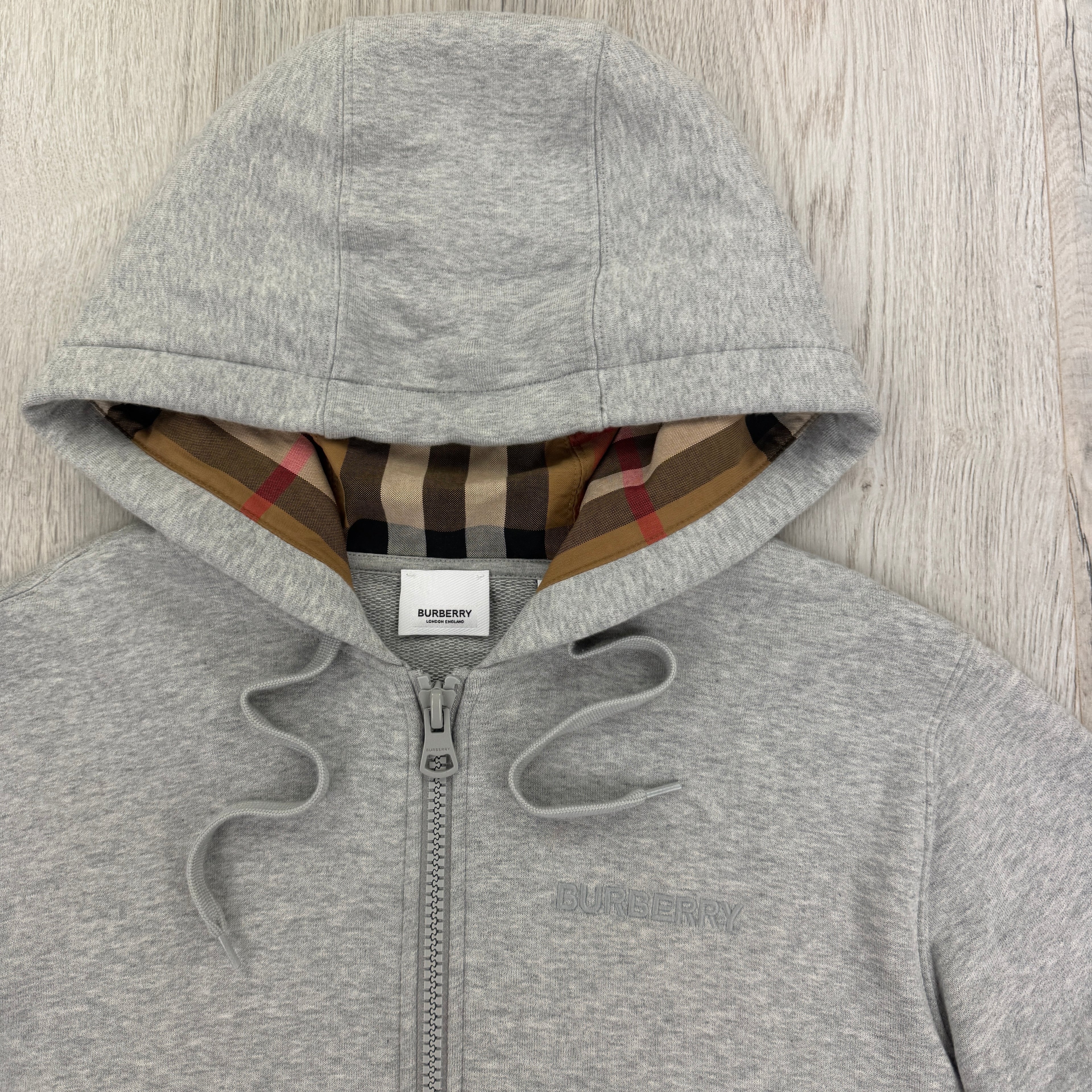 Burberry Men’s Grey Zip-up Hoodie - Small