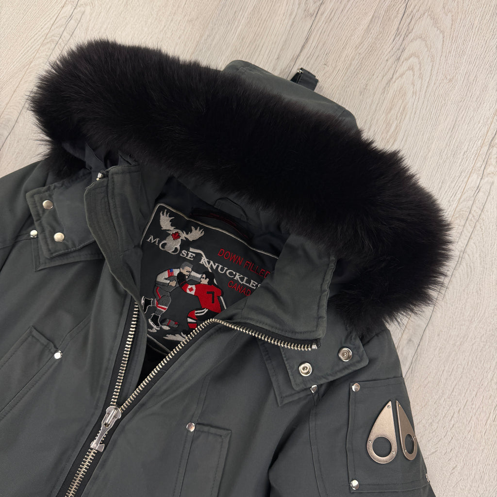 Moose Knuckles Men’s Graphite Zip-up Ballistic Bomber Parker Jacket - XS