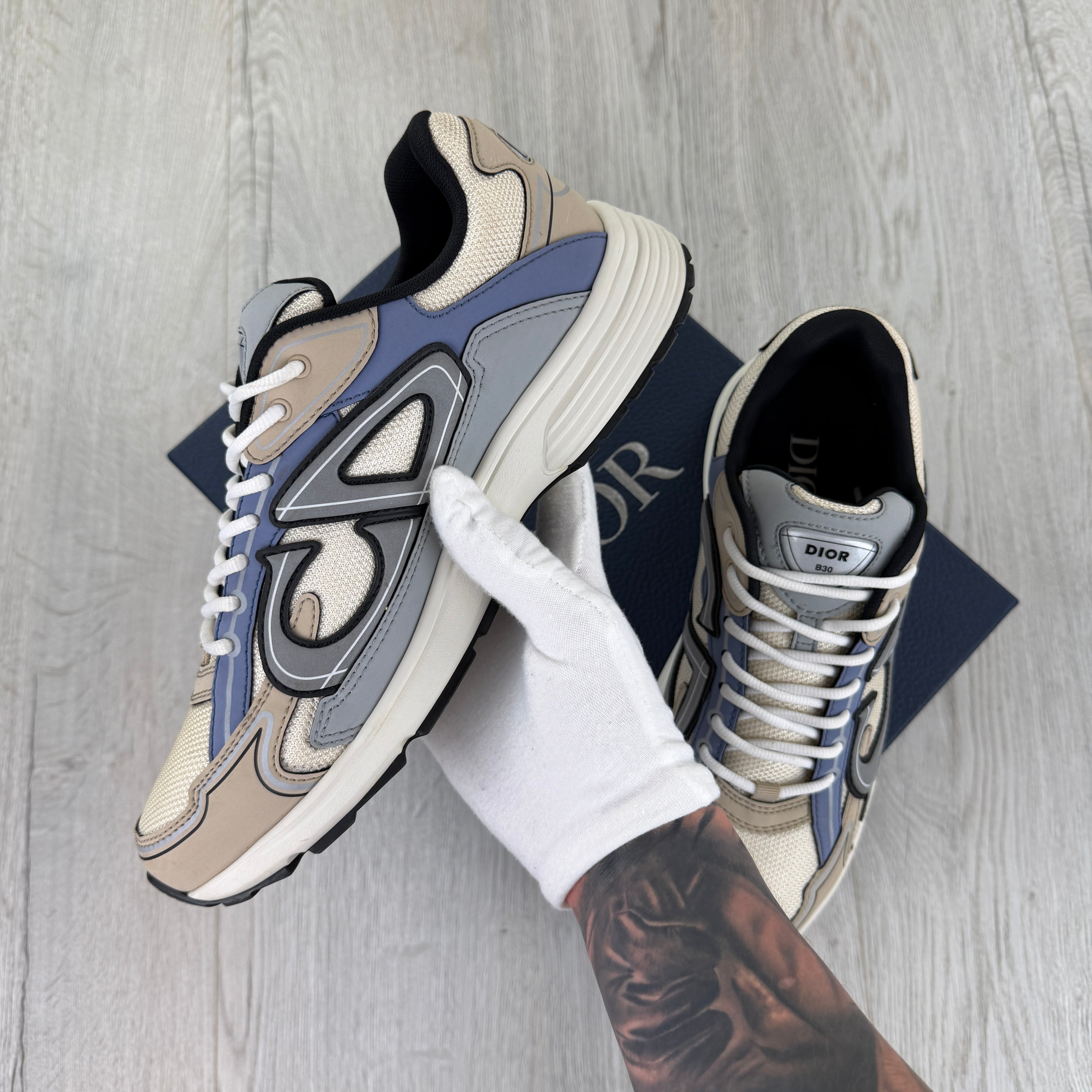 Dior B30 Men’s Beige & Blue Trainers - 44 (Uk 10)