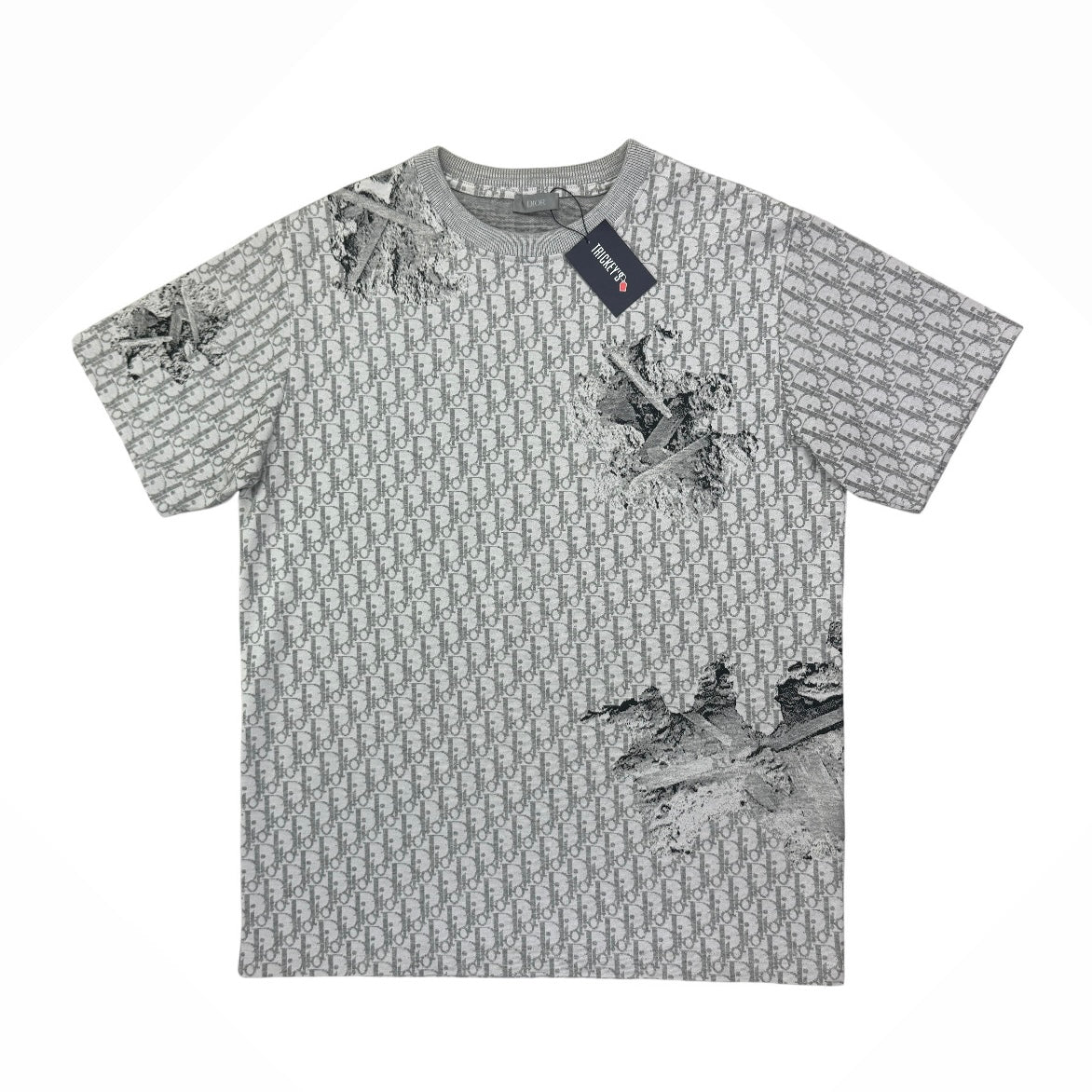Dior Men’s Grey Oblique Daniel Arsham T-shirt - Small