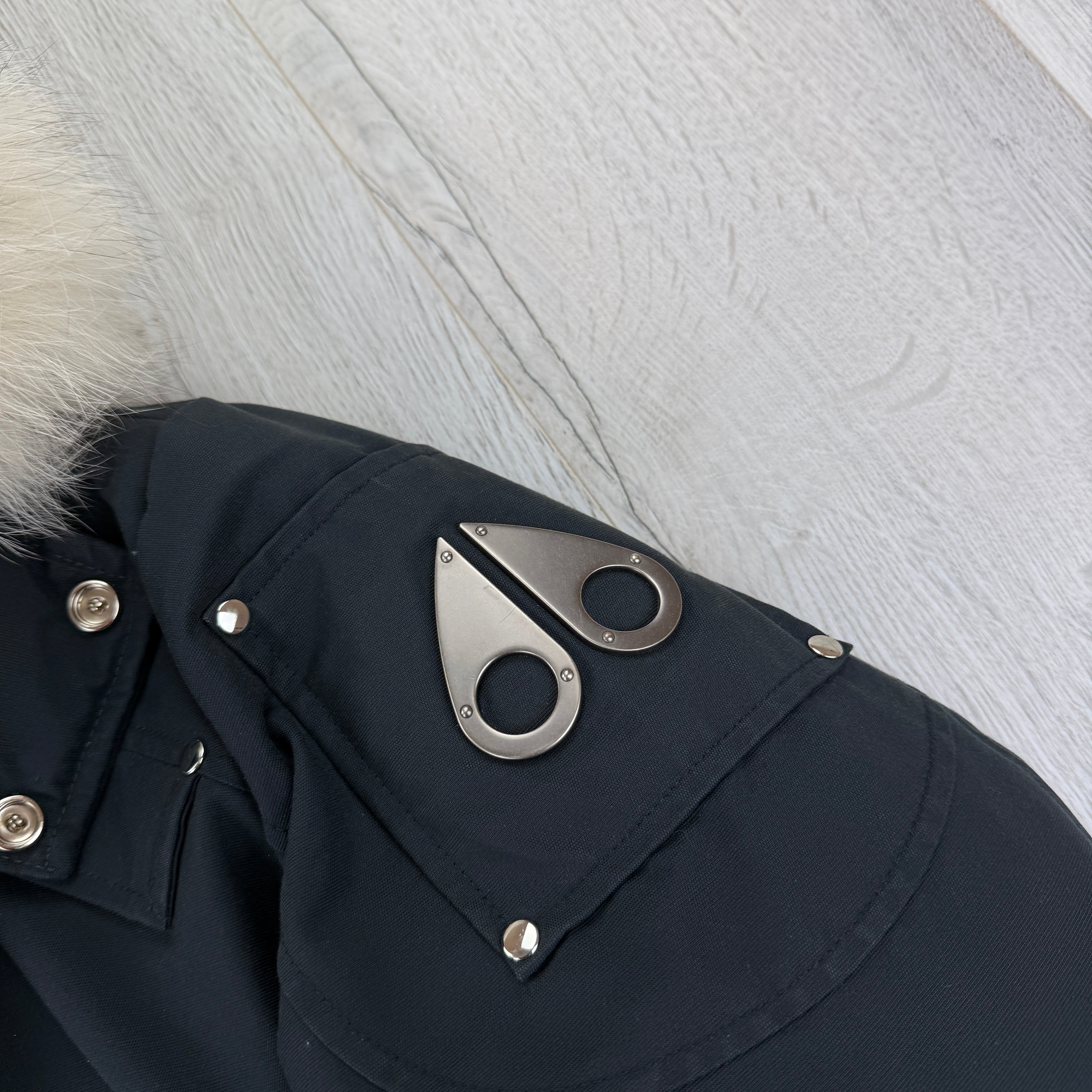 Moose Knuckles Men’s Dark Navy Ballistic Bomber Parker Jacket - Medium