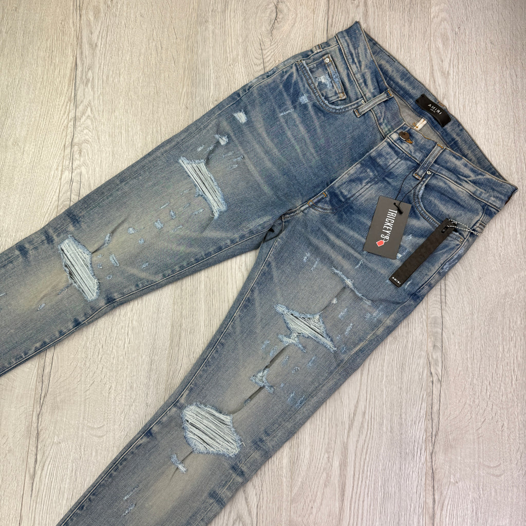 Amiri Men’s Blue Thrasher Clay Indigo Ripped Jeans