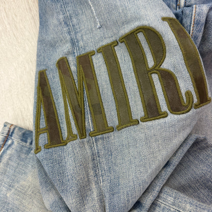 Amiri Men’s MX1 Distressed Camo Applique Logo Jeans - Uk 32